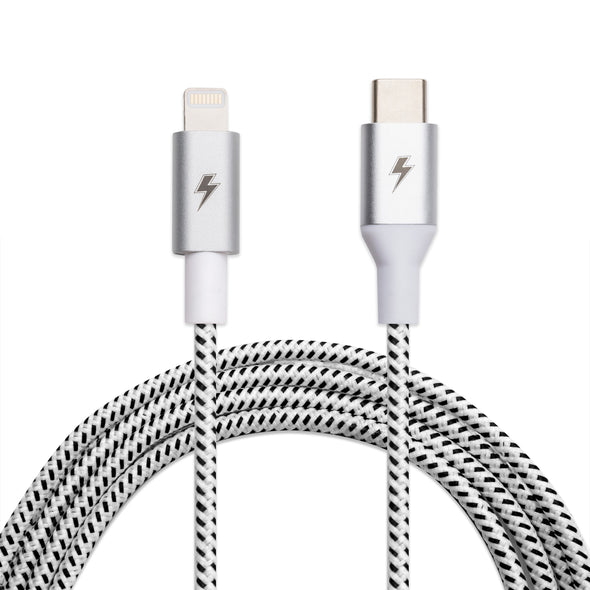 Black and White USB-C to Lightning Cable [10 ft / 3m length]