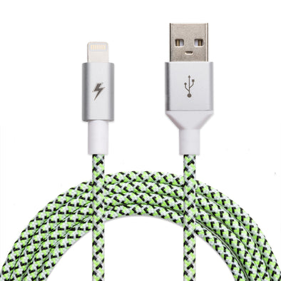 Black and White Glow Lightning Cable [10 ft / 3m length]