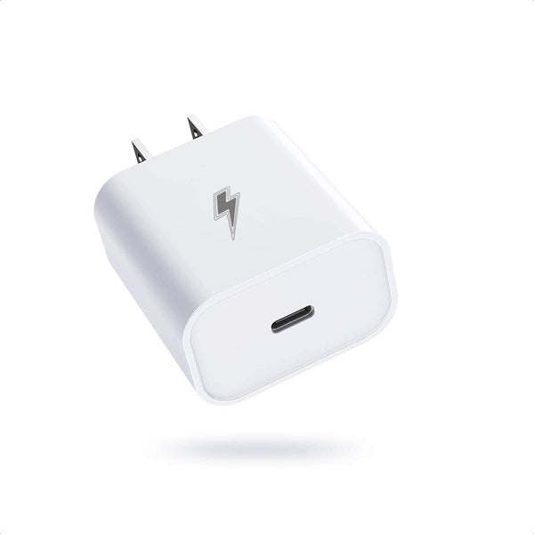 20W USB-C Fast Wall Charger – 3-Port Block Cube – For IPhone, IPad, Samsung, Android – White